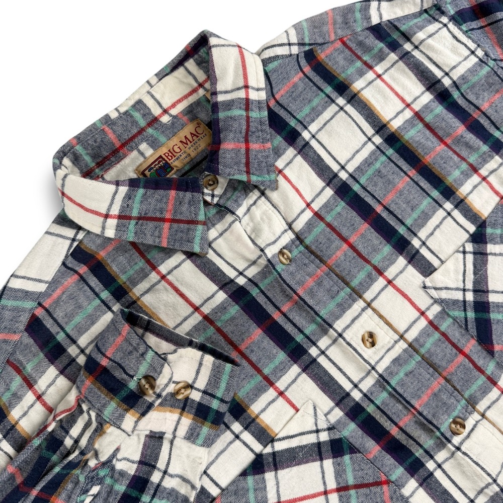 Big Mac Shirt Mens XL Multicolor Vintage Plaid‎ Flannel Long Sleeve Workwear